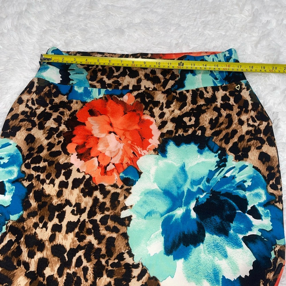 Thalia Sodi floral leopard stretch pencil skirt EUC woman’s size XL - Picture 5 of 8